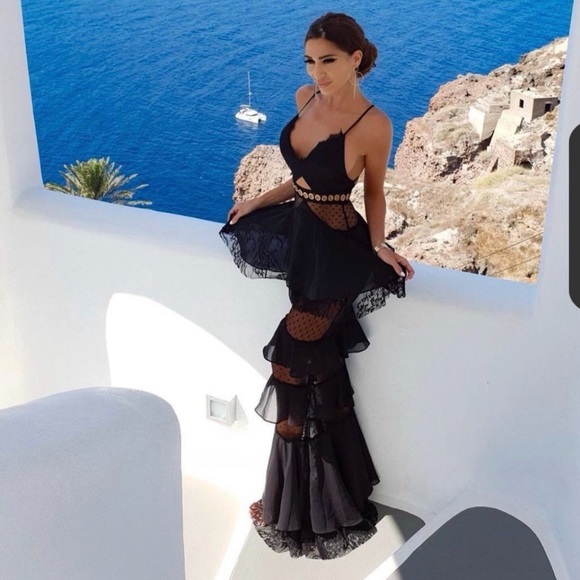 Glamorous Show Stopper Black cut out ruffle Dress by Catwalk Connection. Size Sm - Picture 3 of 3